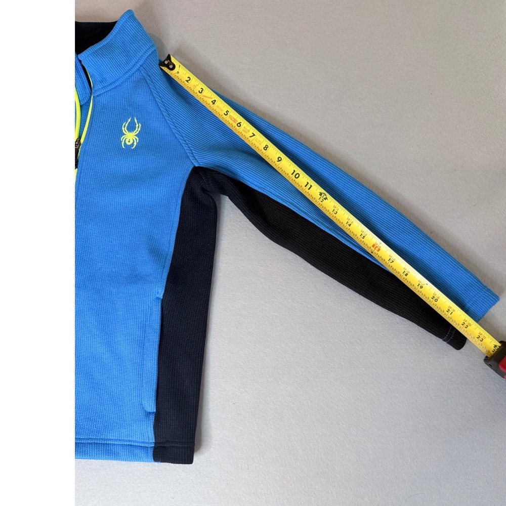 Spyder Boys Blue Black Full Zip Fleece Jacket Size M 10/12 Colorblock Activewear - Picture 6 of 7